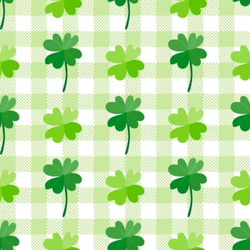 Seamless background with lucky clover leaf pattern. Wrapping paper pattern. vector
