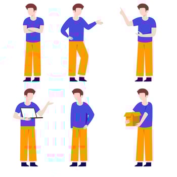 Man standing talking character on white background.vector design. vector