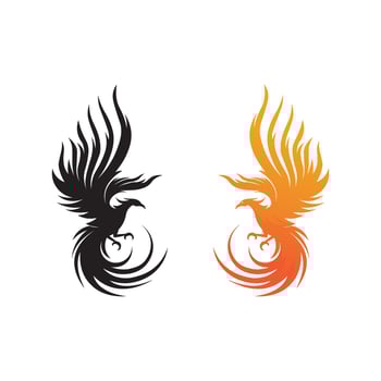 phoenix bird symbol and logo design vector illustration