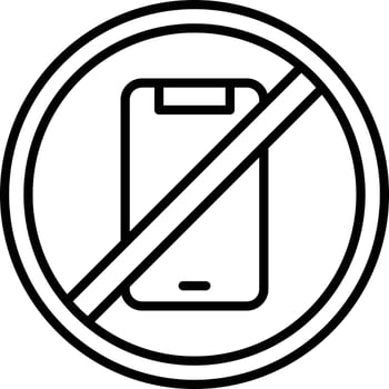 No Cell Phone Outline Icon vector