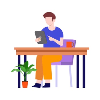 Man sitting on chair and talking.working at home.vector design. vector