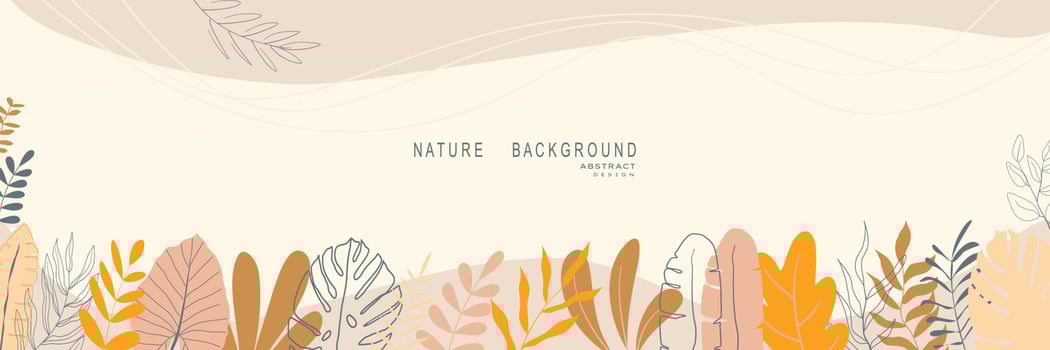 Abstract nature background with leaves and plants. Copy space for text. Vector illustration