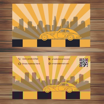 Retro car. Vector illustration for a business card in retro style.