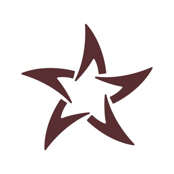 Star logo or tattoo. Simplicity swirl shape. Stencil, Decorative element. Vector illustration on white