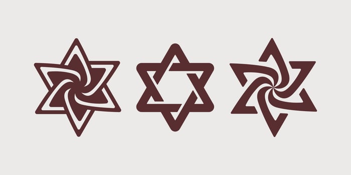 Judaism religious logo. Jewish culture sign. Israel emblem hexagram. Vector illustration