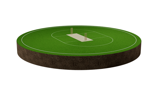Cricket ground with a cricket field in its center cricket pitch Wickets 3d illustration png
