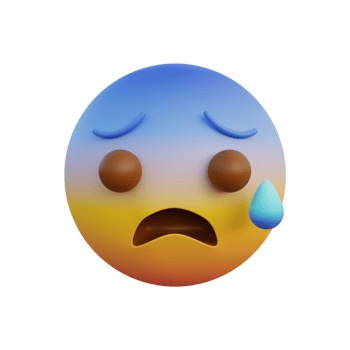 Emoticon expression fearful face open mouth and cold sweat png