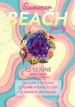 music festival poster for disco night party vector