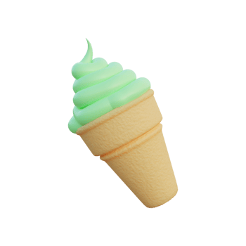 3d food icons green mint ice cream cone png