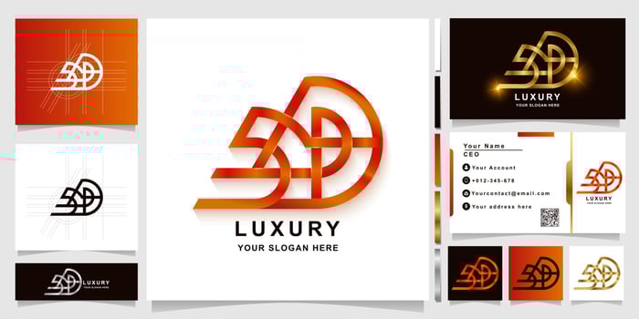 Letter SPD or SD monogram logo template with business card design vector