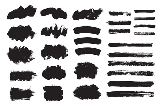 Vector collection black paint brush stroke.