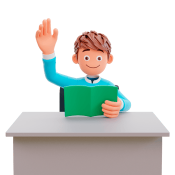 student waving hand, 3d illustration chartoon character cute boy png