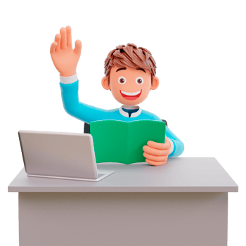 student waving hand, 3d illustration chartoon character cute boy png