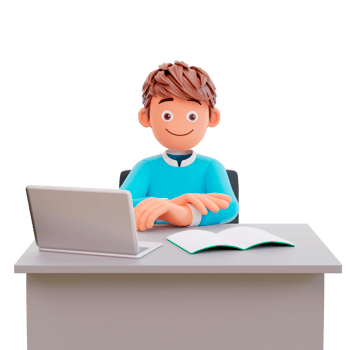 Serious young student reading a book preparing the exam education and learning concept, 3d illustration png