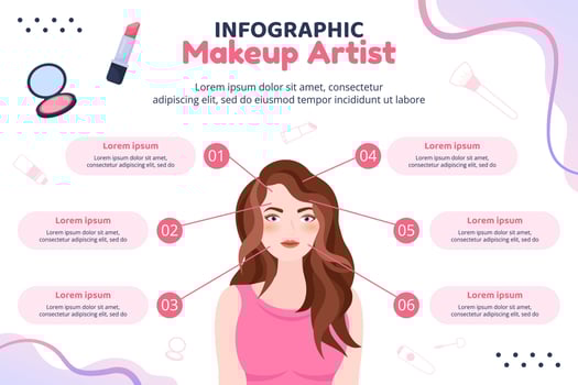 Beauty Makeup Infographic Template Flat Cartoon Background Vector Illustration