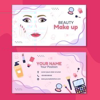 Beauty Makeup Card Horizontal Template Flat Cartoon Background Vector Illustration