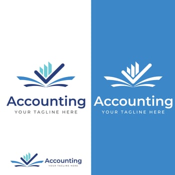 Financial accounting logo, with check mark for financial accounting stock chart analysis. In modern template vector illustration concept style.