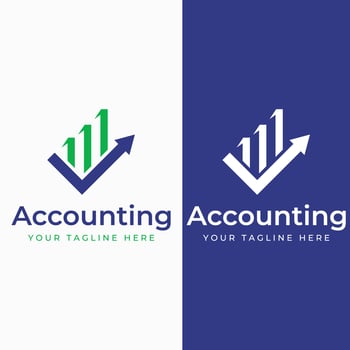 Financial accounting logo, with check mark for financial accounting stock chart analysis. In modern template vector illustration concept style.