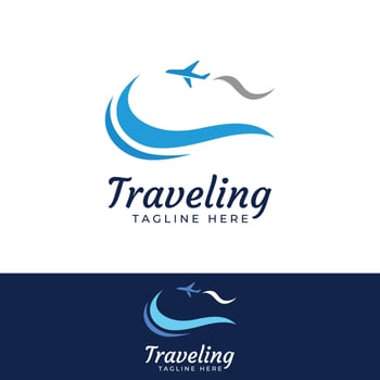 Travel agency logo design and summer vacation with airplanes. The logo can be for corporate businesses and airline ticket agents. vector