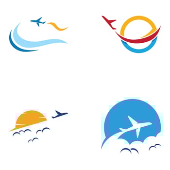 Travel agency logo design and summer vacation with airplanes. The logo can be for corporate businesses and airline ticket agents. vector