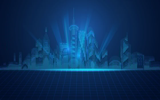 digital blue city vector