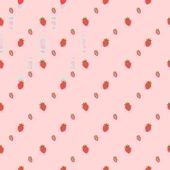 Seamless pattern of strawberries on pink background for decorating. vector