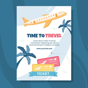 Travel Agency Poster Template Flat Cartoon Background Vector Illustration
