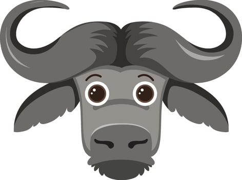 Cute buffalo head in flat style vector
