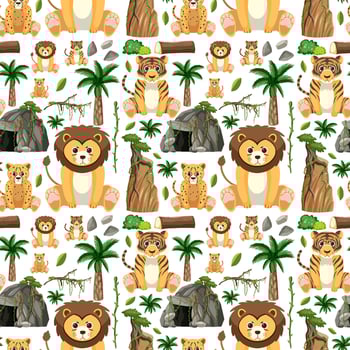 Cute animals seamless pattern vector