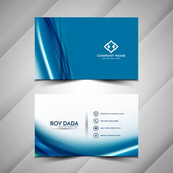 Modern blue wave style business card template vector