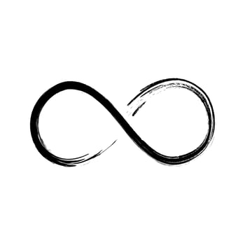 Grunge infinity symbol. Hand painted with black paint. brush stroke vector