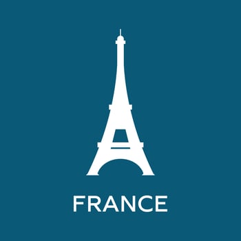 Silhouette icon of Eiffel tower. France logo. Clean and modern vector illustration for design, web.