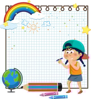 Empty board template with cartoon character vector