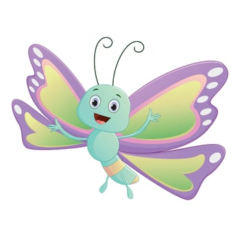 cute butterfly cartoon illustration. isolated on white background vector