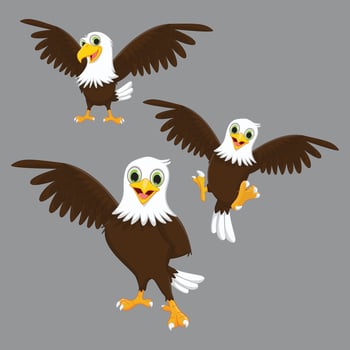 set of cute eagle cartoon. vector illustration