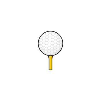 Cartoon golf ball vector icon on white background