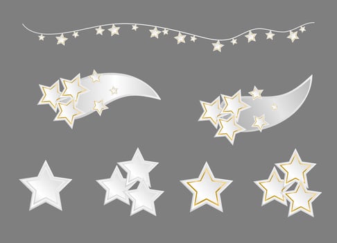 White star with gold vector on grey background. Decorate for celebration or party. Make your picture elegant and luxury.
