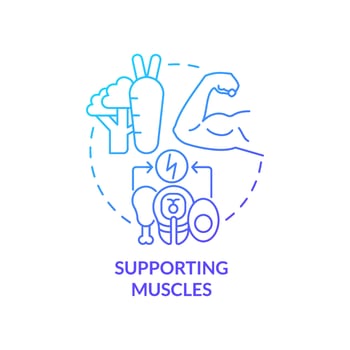 Supporting muscles blue gradient concept icon. Building muscle mass. Healthy diet advantages abstract idea thin line illustration. Isolated outline drawing. vector