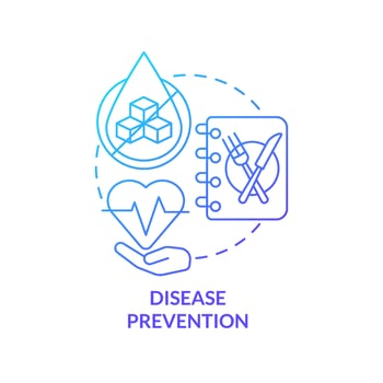 Disease prevention blue gradient concept icon. Heart diseases prevent. Healthy diet advantages abstract idea thin line illustration. Isolated outline drawing. vector