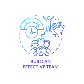 Build effective team blue gradient concept icon. Cooperation at work. Way to increase business efficiency abstract idea thin line illustration. Isolated outline drawing. vector