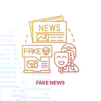 Fake news red gradient concept icon. False and fabricated facts. Information war over Internet abstract idea thin line illustration. Isolated outline drawing. vector