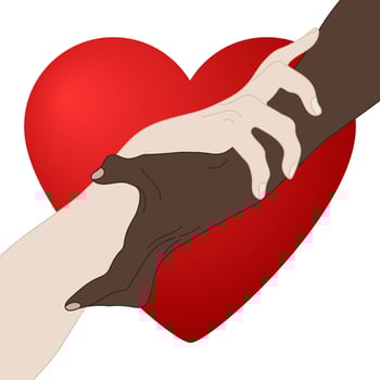 Charity Concept. Giving Love. Holding Hands Showing Unity. Multinational equality. Team, partner, alliance concept. Relationship icon. Vector illustration for your design.