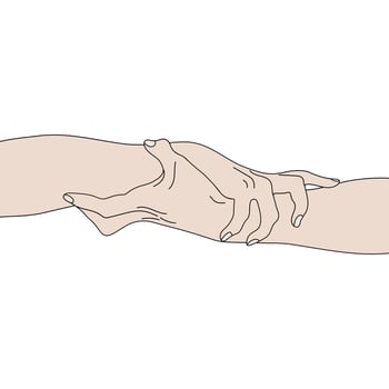 Holding Hands isolated on white background. Team, partner, alliance concept. Relationship icon. Vector illustration for your design.