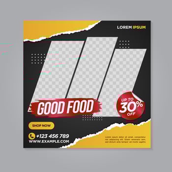 Restaurant food social media banner post design template vector