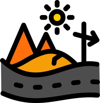 Desert Road Line Filled Icon vector