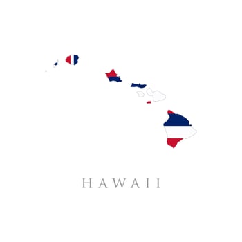 hawaii flag map flat design vector illustration