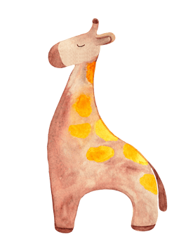 Watercolor cute cartoon dreaming standing giraffe png