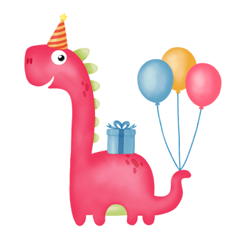 Watercolor Happy Birthday dinosaur Clipart. PNG Graphic