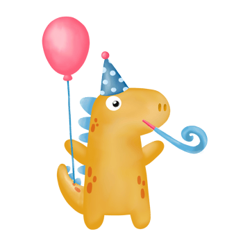 Watercolor Happy Birthday dinosaur Clipart. PNG Graphic