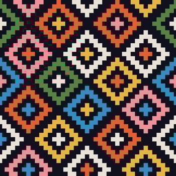 Abstract Retro Geometric seamless pattern. Bright colorful nostalgic background design. Vector Illustration
